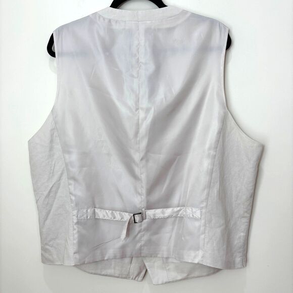 INC Womens Cotton Linen Vest XXL Biege Neutral V-Neck Button Waistcoat Retro NWT - Picture 4 of 9
